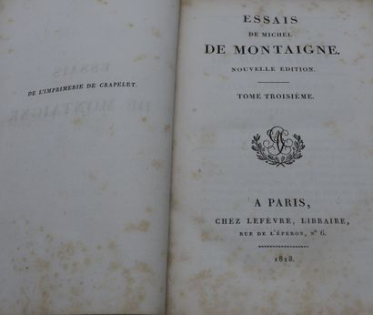null MONTAIGNE. Les essais. Paris, Lefèvre, 1818, 5 vol. in-8, veau fauve glacé,...