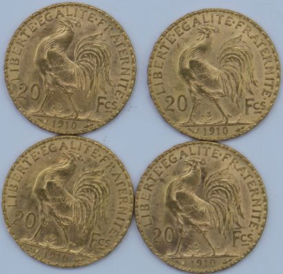 null 4 Monnaies 20 Francs OR au Coq.

1910.

Poids : 25,84grs.



Estimation et mise...