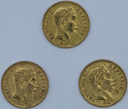 null 3 Monnaies 20 Francs OR. Napoléon III.

1864 A x 1 et 1864 BB x 2.

Poids :...