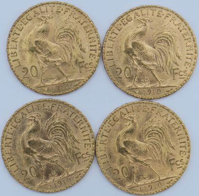 null 4 Monnaies 20 Francs OR au Coq.

1910.

Poids : 25,84grs.



Estimation et mise...