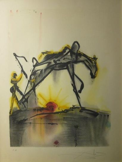 Salvador DALI (1904-1989) LE CHEVAL DE LABEUR. Planche 25 de la série des Chevaux...