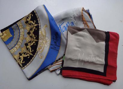 Claude MONTANA Ensemble de trois foulards imprimés multicolores