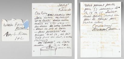 Alexander CALDER Lettre autographe signée " Alexander Calder " avec DESSIN, Saché...