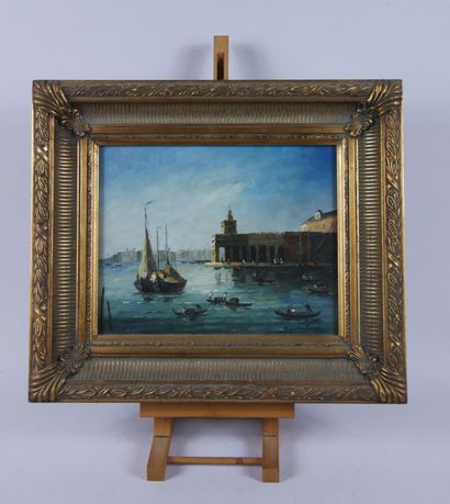 null École italienne du XXème siècle 

Vue de Venise 

Huile sur toile signée en...