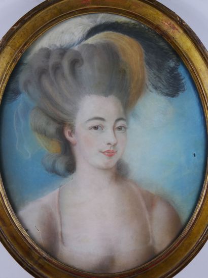 null École française du XIXème siècle

Portrait d'une dame de qualité à la plume...