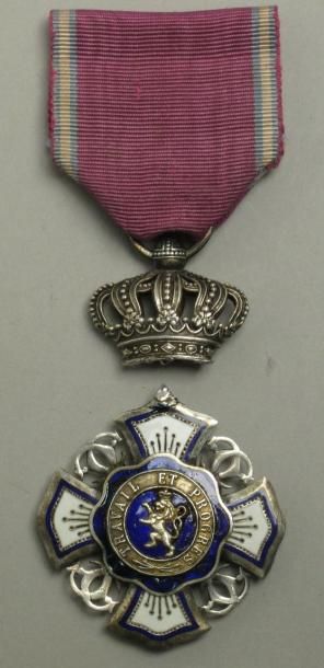 Belgique Ordre royal du Lion. Croix de Chevalier. Argent, émail, ruban. AB (acci...