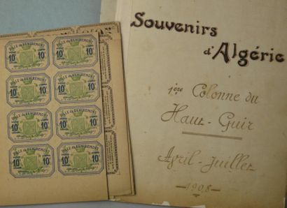 null Lot: Billets de la ville de Remiremont, Souvenirs d'Algérie 1908, 3 livrets...