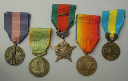France Lot de 5 médailles. Haute Silésie 1920-1922, Libération FFI, Campagne Rhin...