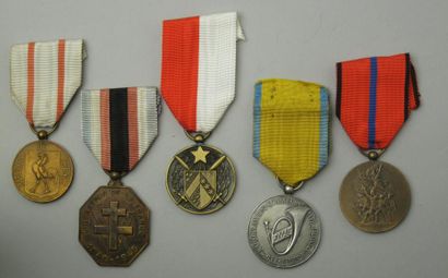 France Lot de 5 médailles. De la reconnaissance et du dévouement, Médaille d'Honneur...