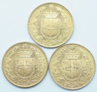 null Italie. 3 Monnaies OR.

20 Lires, Umberto 1er, 1882. Rome.

Poids : 19,34grs.



Estimation...