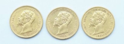 null Italie-Royaume de Sardaigne. 3 Monnaies OR.

20 Lires, Victor Emmanuel II, 1850...
