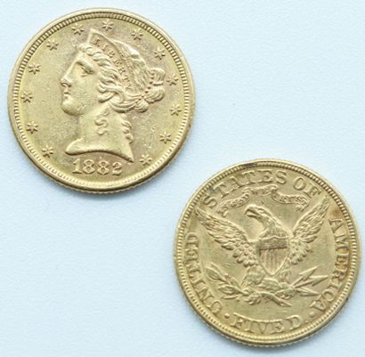 null Etats-Unis. 2 Monnaies OR.

5 Dollars, Liberty Head, 1882.

Poids : 16,71grs.



Estimation...