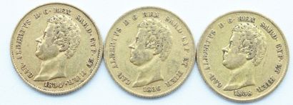 null Italie. Royaume de Sardaigne. 3 Monnaies OR.

20 Lires, Charles-Albert, 1834,...