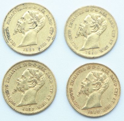 null Italie-Royaume de Sardaigne. 4 Monnaies OR.

20 Lires, Victor Emmanuel II, 1859...