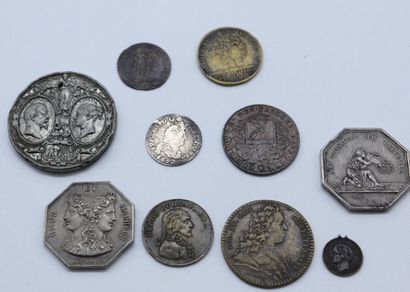 null Set of 10 Tokens and Medals. 

Token dated 1659, " Ne calculus erret ".

Louis...