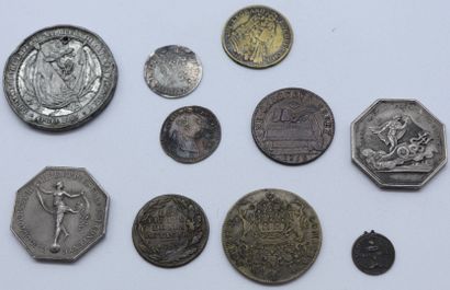 null Set of 10 Tokens and Medals. 

Token dated 1659, " Ne calculus erret ".

Louis...