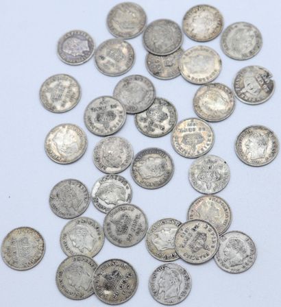null Set of 38 French Silver Coins.

Various titles to the thousandth (835 & 900).

Total...