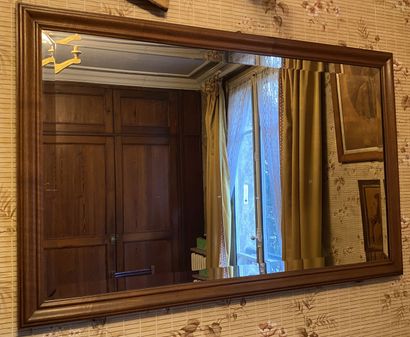 null Mirror in natural wood molded rectangular shape, the beveled glass. Modern work....