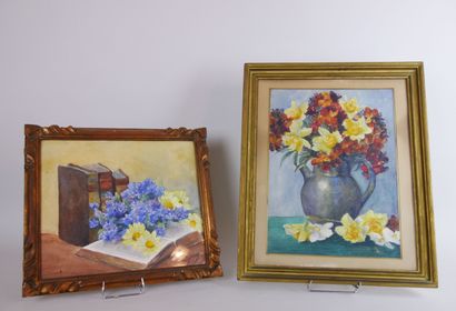  Odette VIGNERON (1905-1971) active around 1930 
Bouquet of flowers in a vase & Still...
