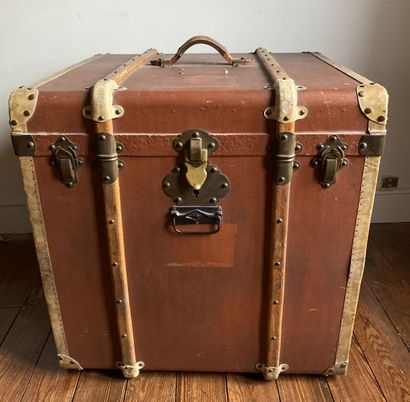 Travel trunk with wood and metal reinforcements...