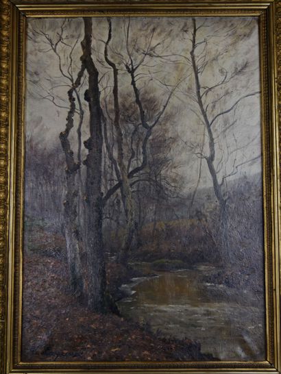null Théodore LESPINASSE (1846-1918)

Paysage de sous-bois avec rivière en hiver.

Huile...