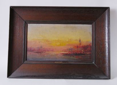null Henri DUVIEUX (1855-1920)

Venise au soleil couchant

Huile sur toile signée...