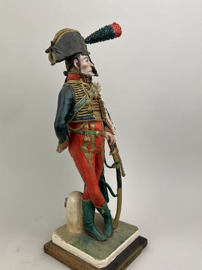  Bernard BELLUC (1949 - ) 
Officer 7th REGT of Hussars 1805 
Figurine in polychrome...