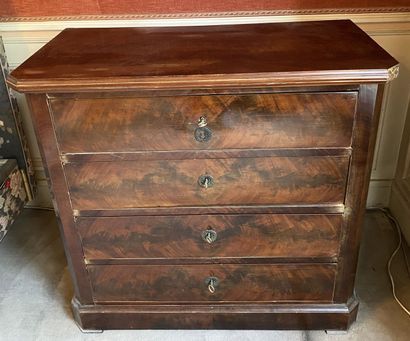 null Mahogany veneer chest of drawers opening to 4 drawers in front resting on a...