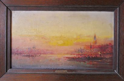 null Henri DUVIEUX (1855-1920)

Venise au soleil couchant

Huile sur toile signée...