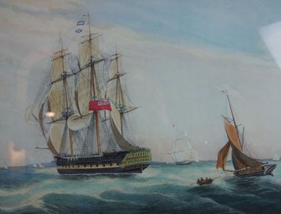 null Color engraving representing the H.C.S MacQueen off the start 26th January 1832

Marked...