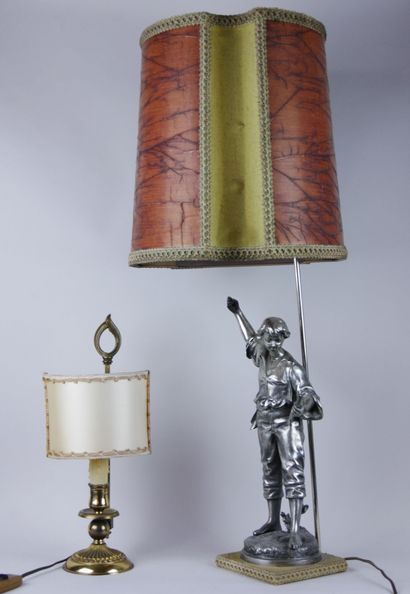 Lamp stand in silver plated metal representing...