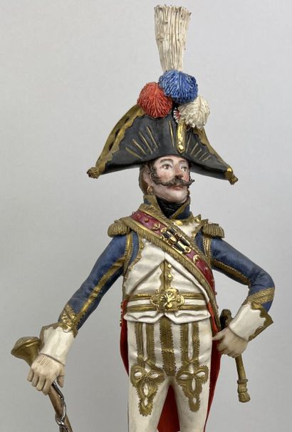  Bernard BELLUC (1949 - ) 
Drum Major Grenadier 1812 
Figurine in polychrome earthenware...