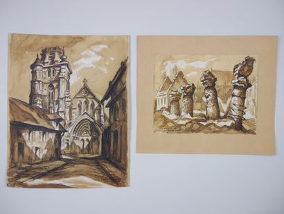 null Thecle ROPERT (1894-1950) 

Beauvais

Lot of 18 drawings in ink, black pencil...