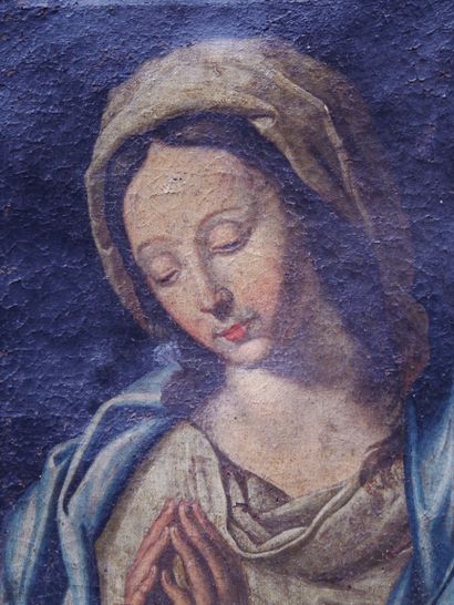  École Française vers 1700 Portrait de la Vierge Huile sur toile 34 x 25 cm (Restaurations...