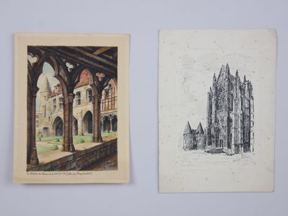null Lucien TESSON (1889-1976) 

L'église de Frocourt, aquarelle sur papier signée...