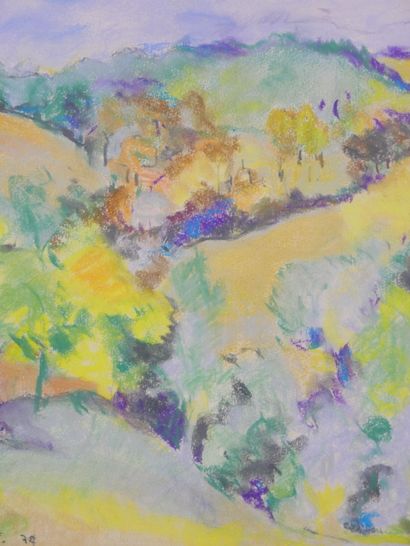  Claude HUART (Born in 1931) 
Landscape of Provence 
Pastel on paper signed and dated...