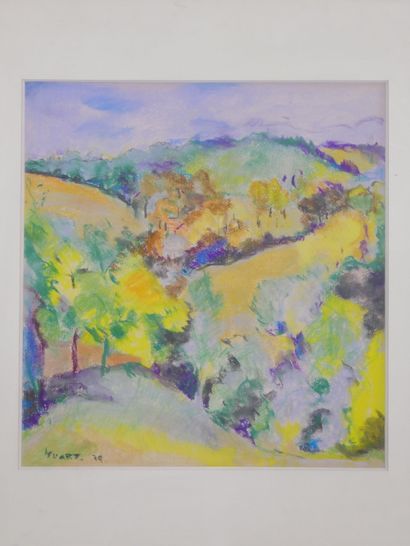  Claude HUART (Born in 1931) 
Landscape of Provence 
Pastel on paper signed and dated...