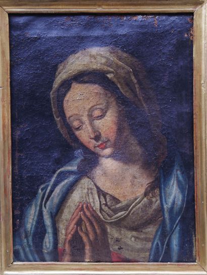  École Française vers 1700 Portrait de la Vierge Huile sur toile 34 x 25 cm (Restaurations...