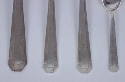 null Partie de service en métal argenté de style Art Déco comprenant : 

 - 12 fourchettes....