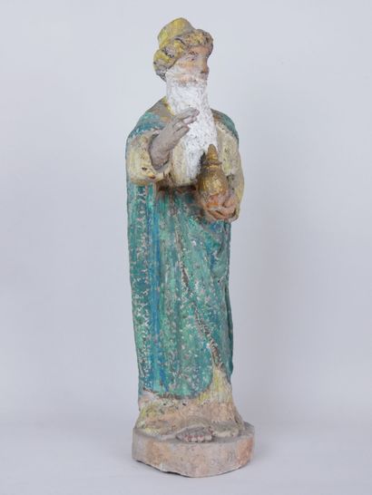 null Marguerite COUSINET (1886- 1970)

The Magus King 

Sculpture in polychrome terra...