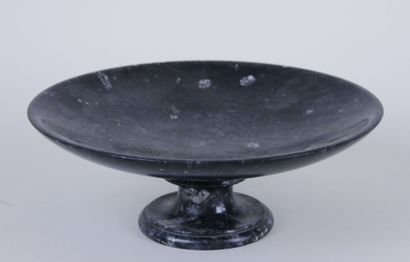 null Large circular bowl on pedestal in black marble with white veins presenting...