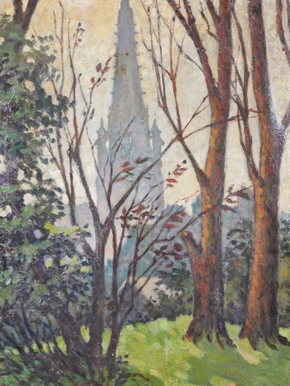  Thecle ROPERT (1894-1950) 
Church of Harfleur 
Oil on canvas signed lower right...