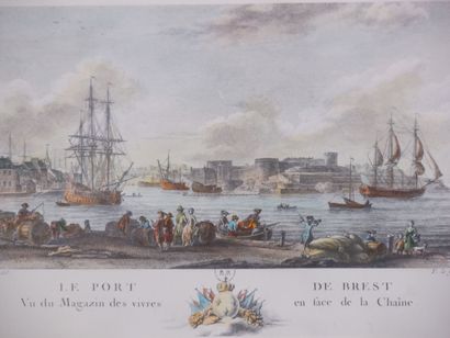null Lot de 4 reproductions en couleurs représentant : 

Le port de Morlaix

Le port...