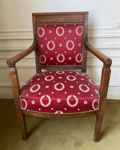 null Armchair with a cherry wood banded back.

Provincial work of the early 19th...