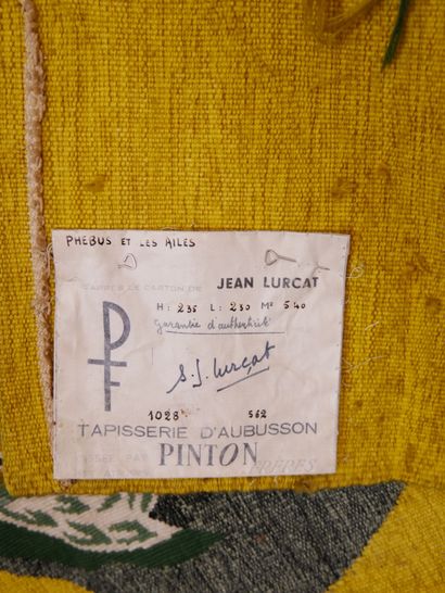 null LURCAT, Jean (1892-1966) et atelier Pinton Frères (Aubusson) :

Phoebus et les...