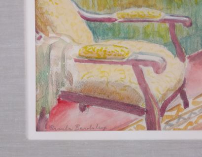  Ursula BARDSLEY (1923-2013) 
Interior 
Pencil and watercolor on paper signed lower...