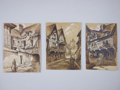 null Thècle ROPERT (1894-1950) 

Beauvais

Lot de 18 dessins à l'encre, crayon noir...