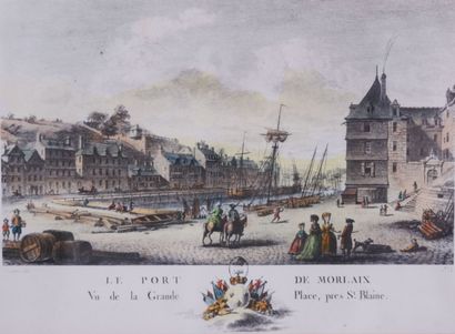 null Lot de 4 reproductions en couleurs représentant : 

Le port de Morlaix

Le port...