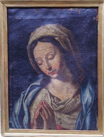  French school around 1700 Portrait of the Virgin Oil on canvas 34 x 25 cm (Restorations...