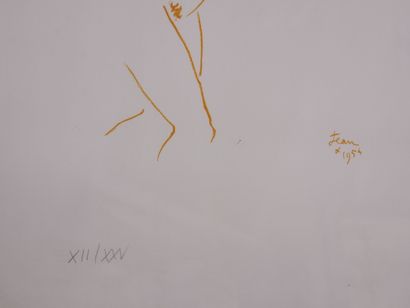 null Jean COCTEAU (1889-1963) 

Woman with thunder 

Lithograph in color signed in...